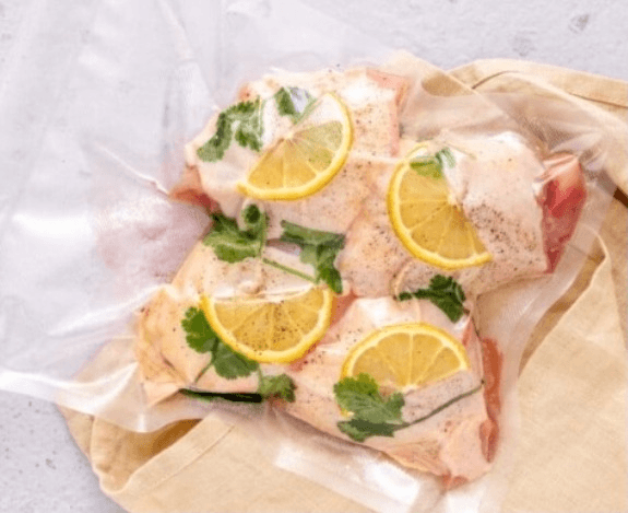 Put the chicken thighs in a vacuum